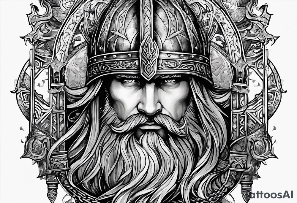 The Viking is at the bottom of the stairs that lead to the gate to Valhalla. tattoo idea