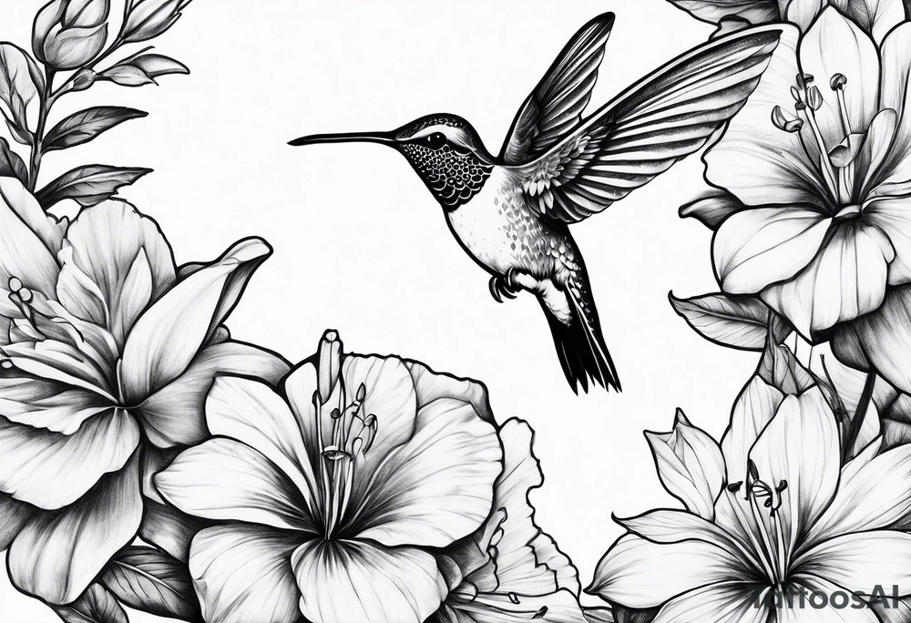 Humming bird and flower tattoo idea