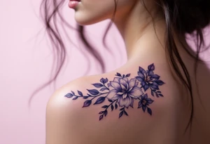 Glamour shot in black and white with a soft purple gradient behind her head. tattoo idea
