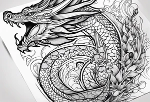 Geometric aquatic dragon cute tattoo idea