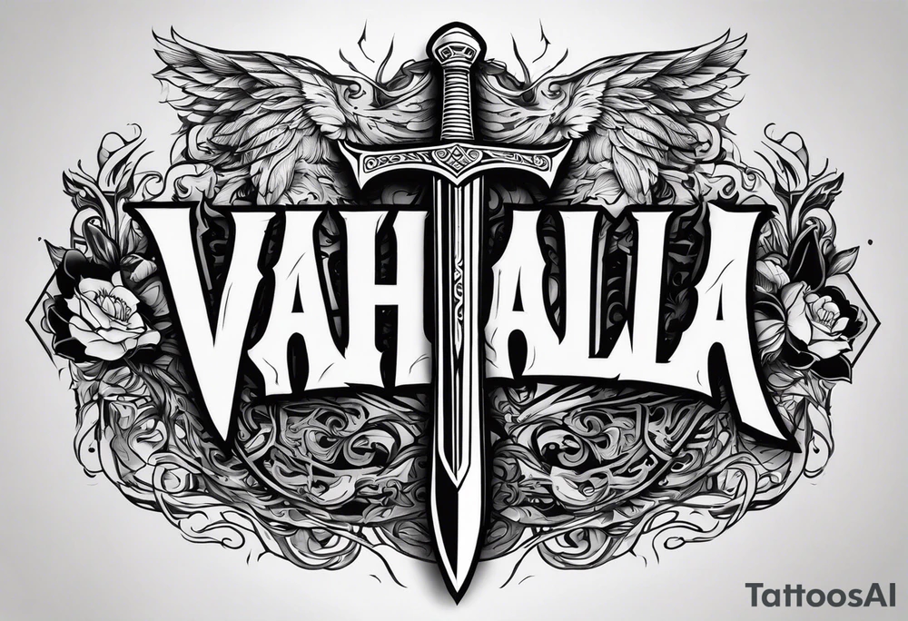 Valhalla sword warrior funeral tattoo idea