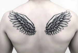 big and long angel wings tattoo idea