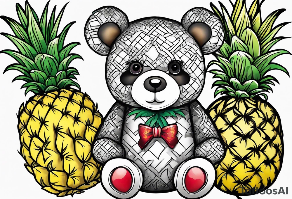 Teddy bear loves pineapple tattoo idea