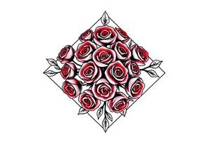A lot of small red roses in a diamond shape tattoo idea