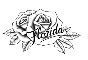 ROSE WITH FLORIDA WRITTEN AS THE STEM tattoo idea