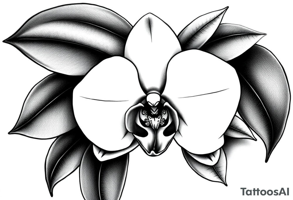 orchid with leavs tattoo idea