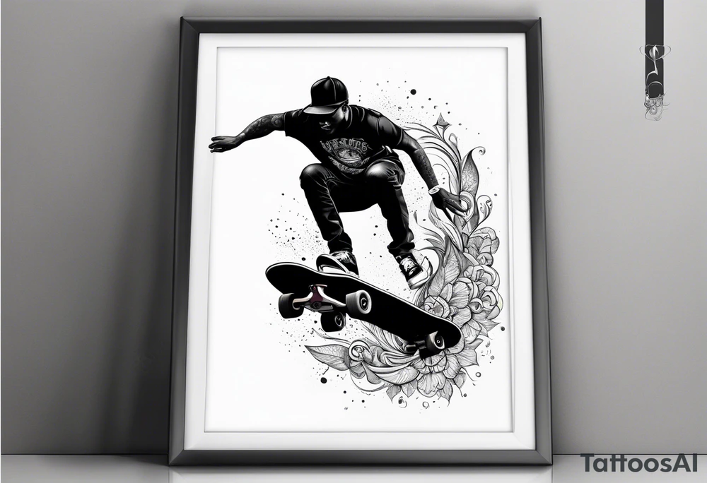 Black person skateboarding tattoo idea