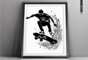 Black person skateboarding tattoo idea
