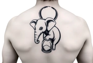 Baby elephant in  hour glass holding autism balloon tattoo idea