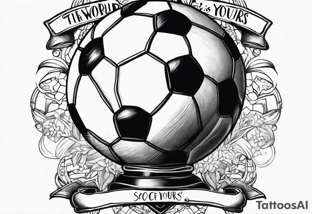The world is yours with soccer ball tattoo idea