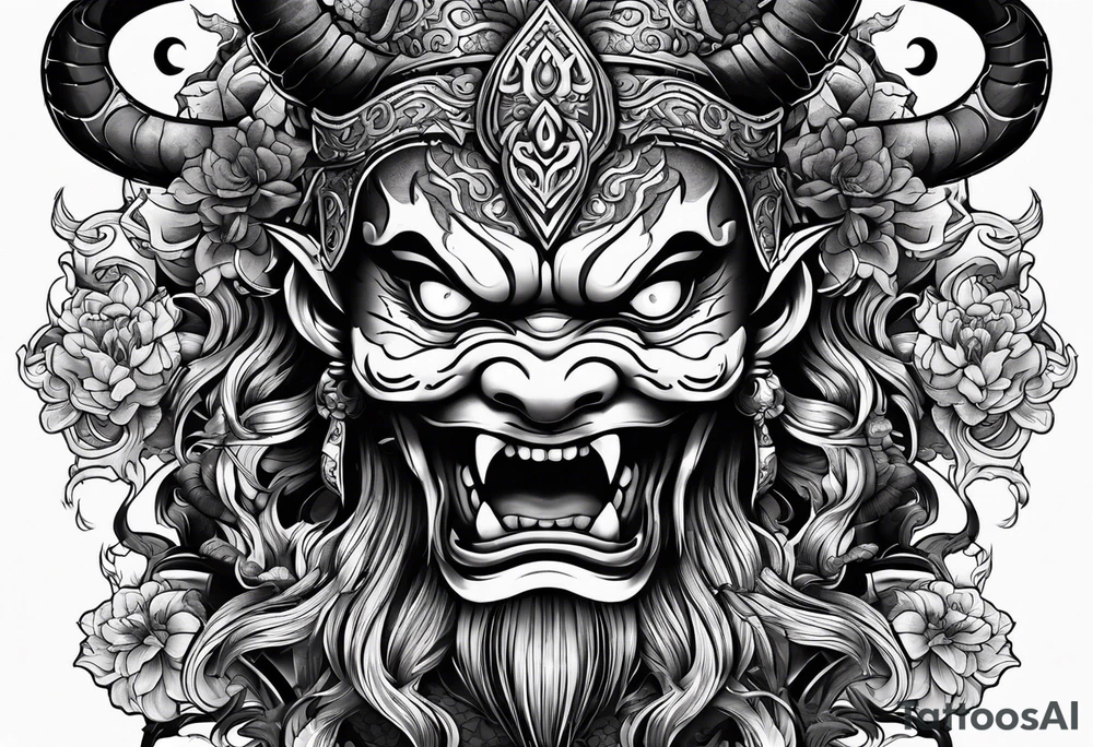 japanese demon tattoo idea