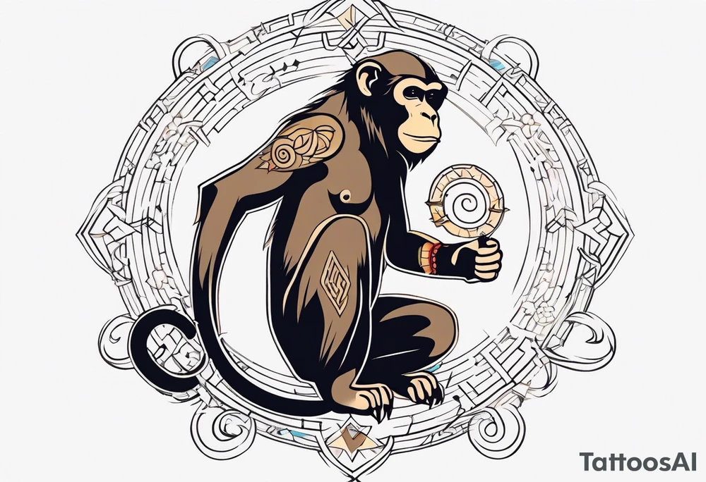 zodiac monkey with full body tattoo idea