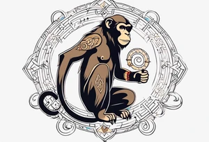 zodiac monkey with full body tattoo idea