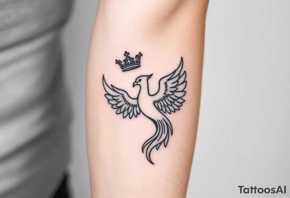 Crown and a phoenix tattoo idea
