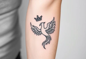 Crown and a phoenix tattoo idea