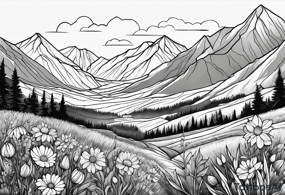 wildflowers, sunshine, moutains tattoo idea