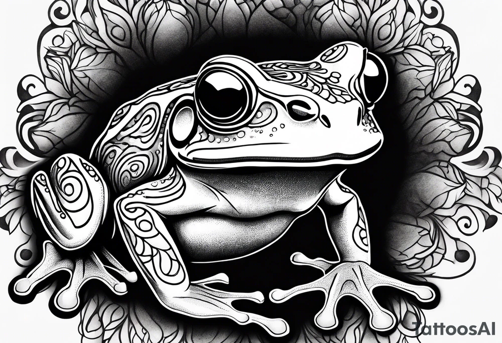 a psychedelic frog tattoo idea