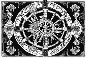 wheel of fate tarot card with a female skeleton tattoo idea