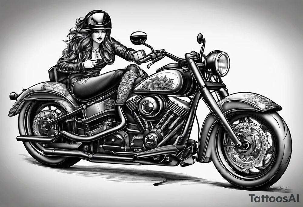 Frau auf einen Motorrad tattoo idea