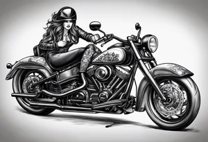 Frau auf einen Motorrad tattoo idea