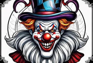scary cartoon clown tattoo idea