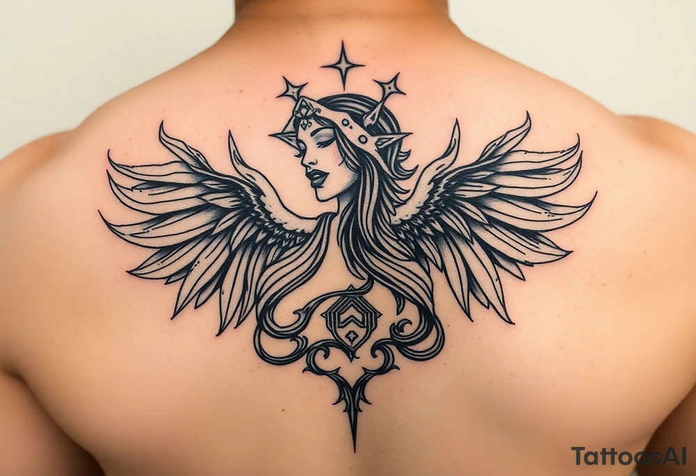 Aquarius theme mysterious screams power elegant and feminine tattoo idea