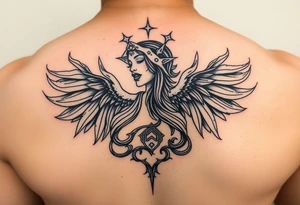 Aquarius theme mysterious screams power elegant and feminine tattoo idea