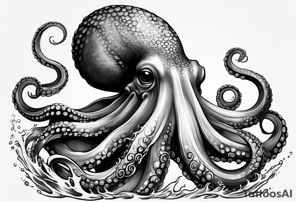 Octopus peaceful waves tattoo idea
