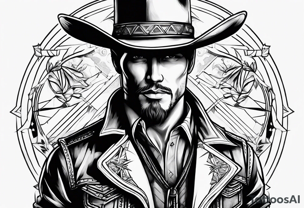 Combintion cowboy and music tattoo idea
