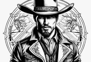 Combintion cowboy and music tattoo idea
