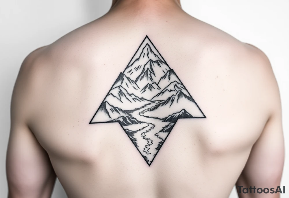 Mountains with the river running through it all inside a triangle with Humboldt at the topb Mendocino  in the left corner and Trinity in the right tattoo idea