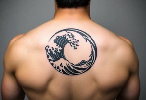 tribal round wave tattoo idea