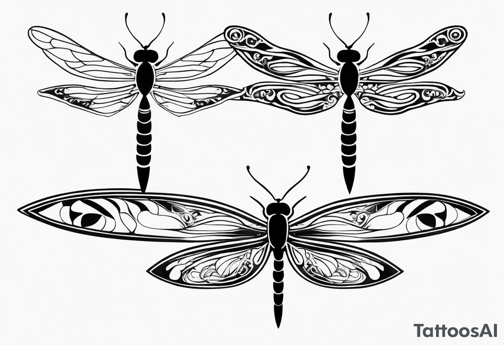 4 dragonflies flying together simple tattoo idea