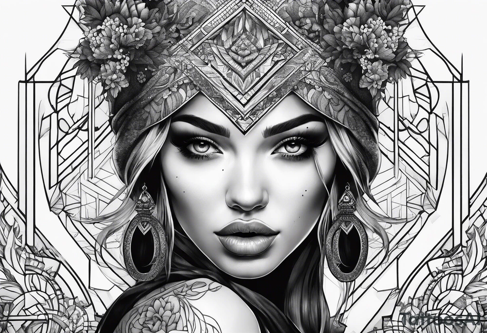 Girl with half a face tattoo idea