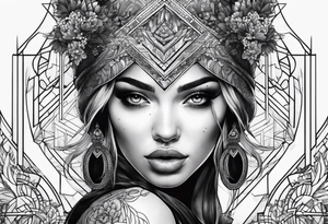Girl with half a face tattoo idea