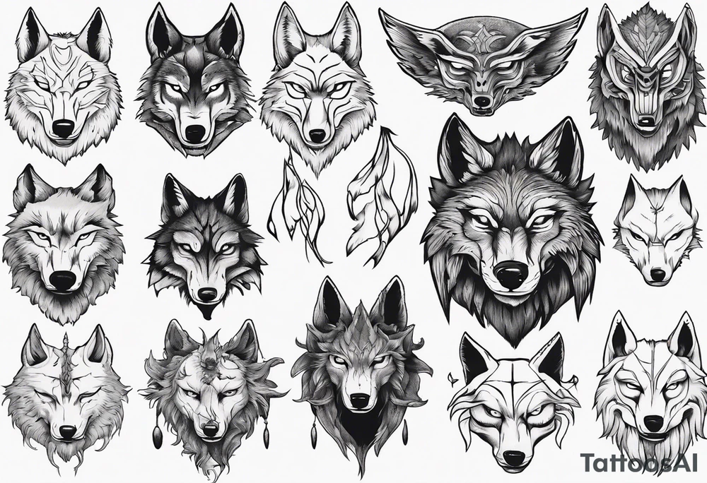 wolf head tattoo idea