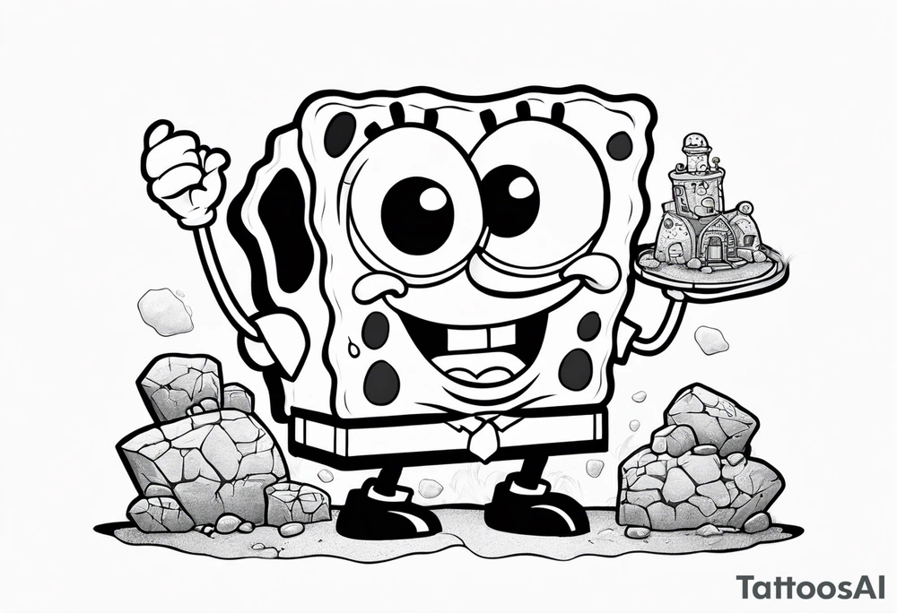 SpongeBob hanging with stone cold Steve austin tattoo idea SpongeBob hanging with stone cold Steve austin tattoo idea