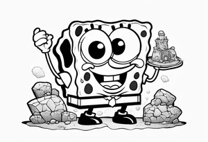 SpongeBob hanging with stone cold Steve austin tattoo idea