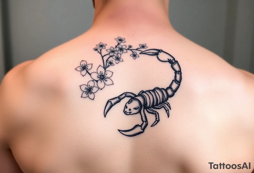 Cherry blossoms constellation scorpio and cancer tattoo idea