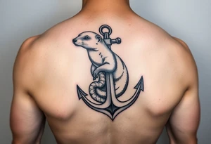 Weasel wrapped on anchor tattoo idea