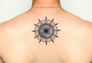 celestial sun and moon with constellation patterns tattoo idea