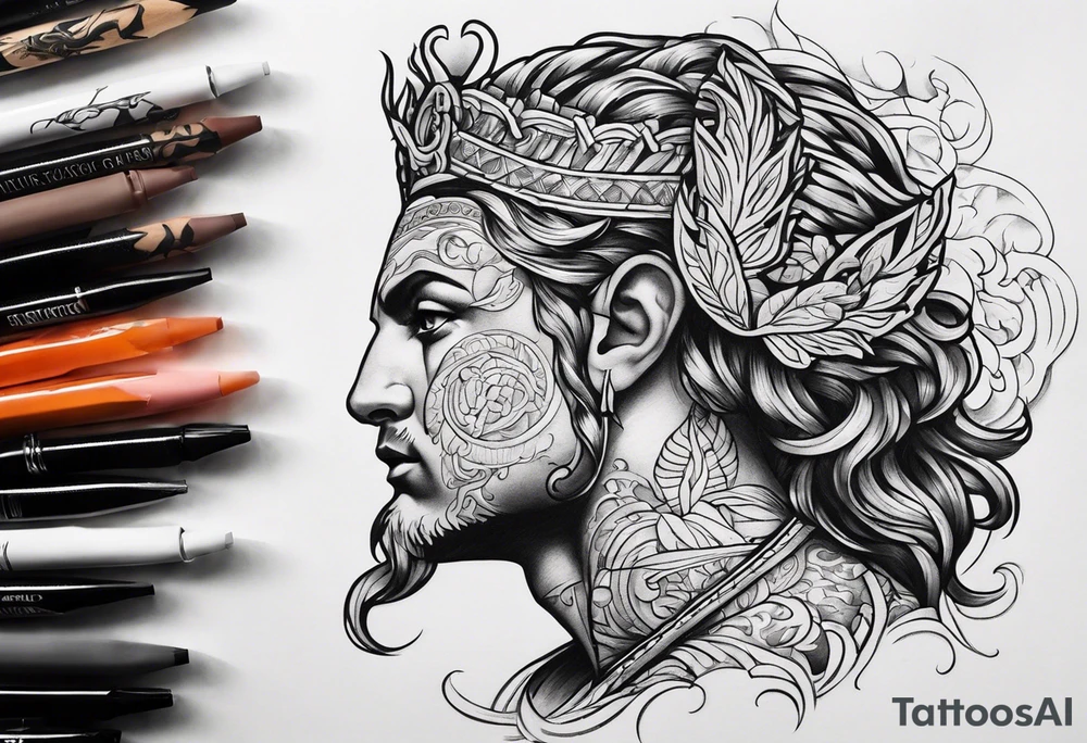 Tattoo that symbolizes Strentgh and pain with Greek mythology tattoo idea