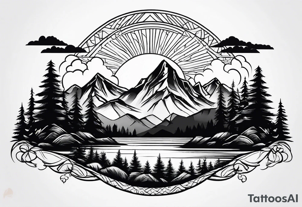 mountain and trees tattoo idea