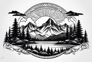 mountain and trees tattoo idea