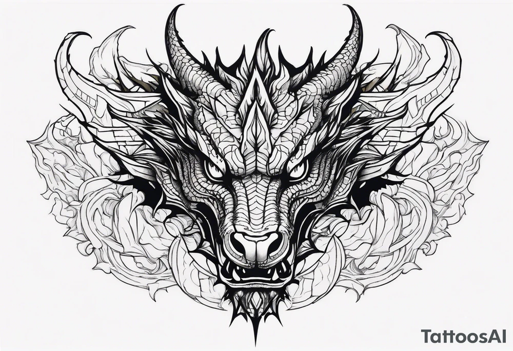 Dragon head facing front tattoo idea