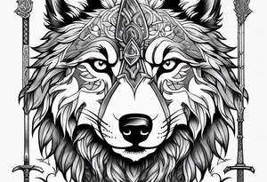 wolf with sword tattoo idea