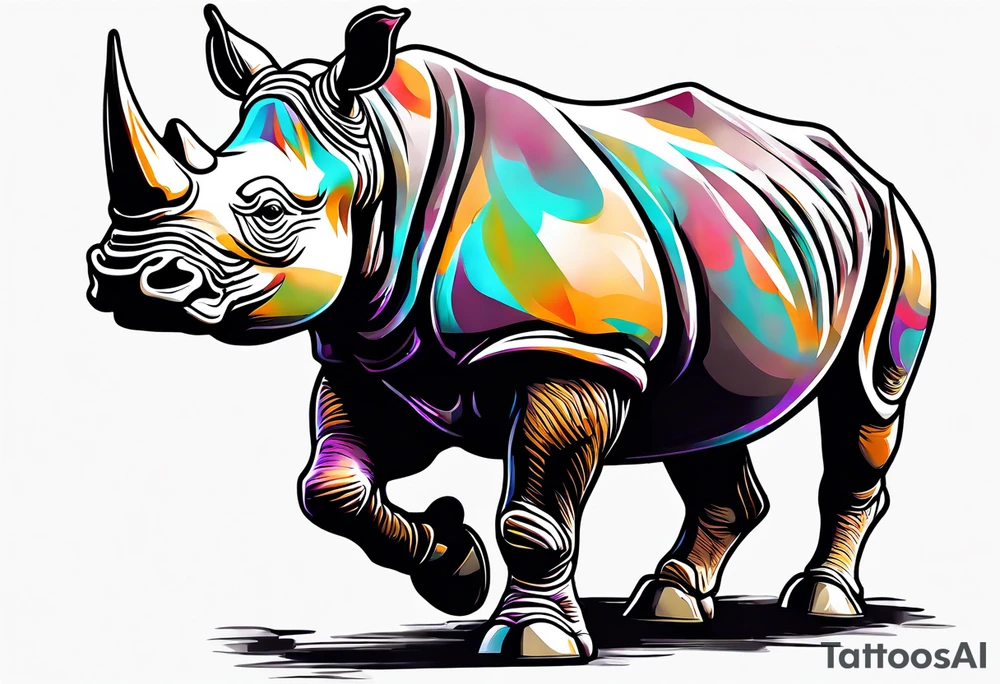Rhino carrying a football like a running back tattoo idea