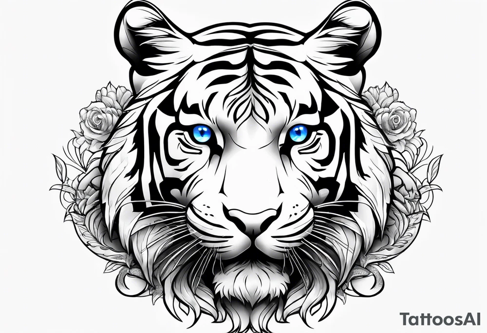 Tiger with blue eyes that turns into a snake tattoo idea Tiger with blue eyes that turns into a snake tattoo idea