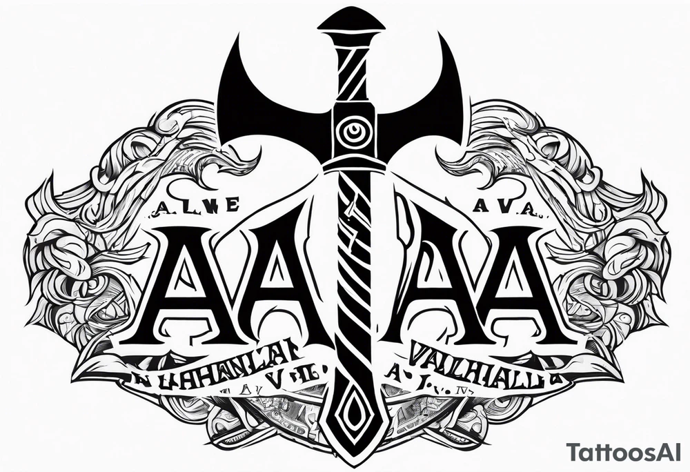 Valhalla sword axe tattoo idea