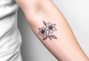 Two simple flowers together leafs on outside no stem tattoo idea